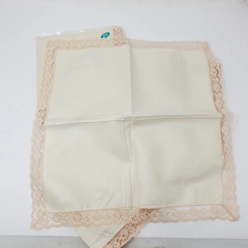 Vintage Quaker Lace Ivory/pink Linen Napkins Set of 12  17